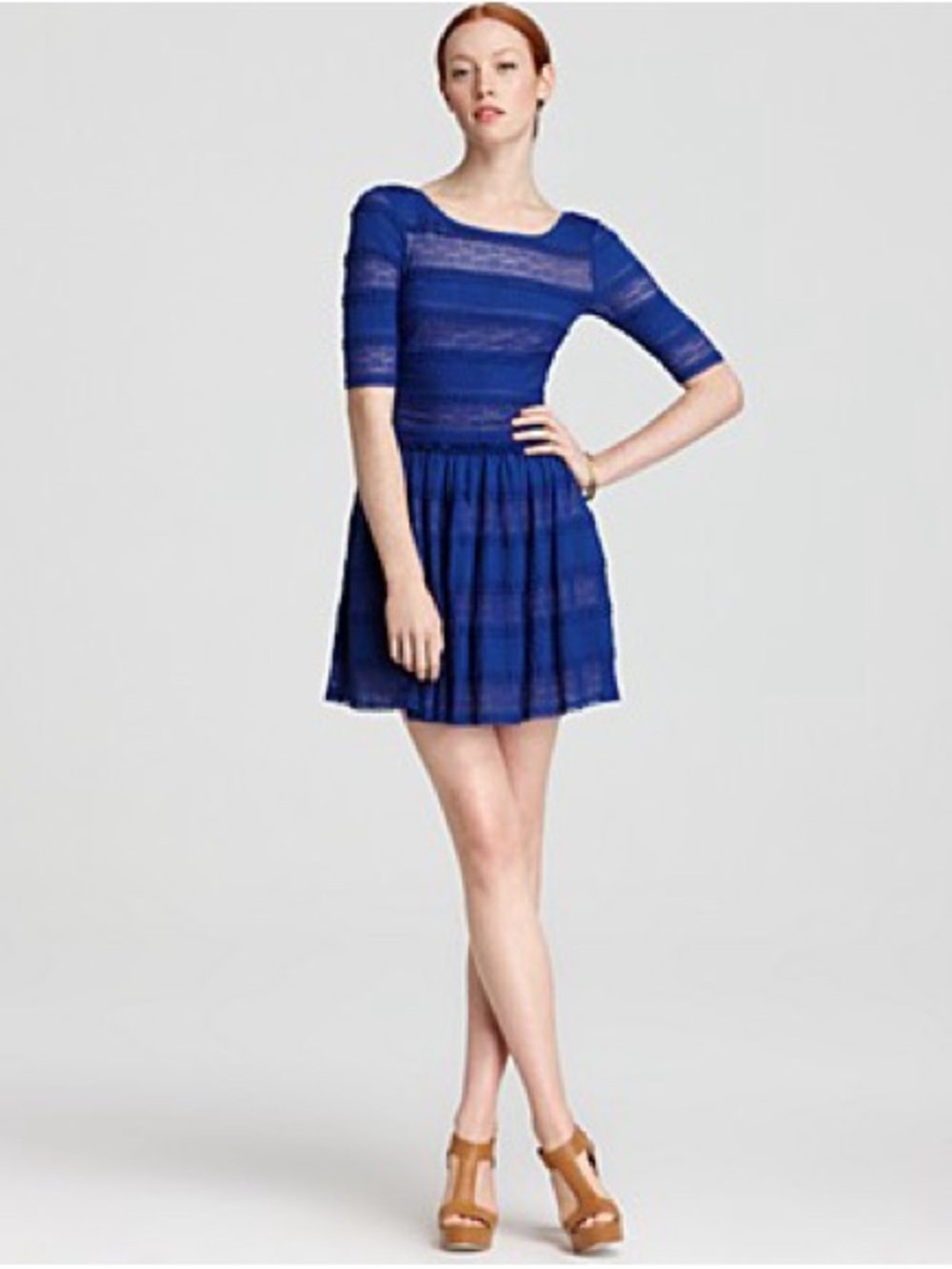 BCBGMaxAzria Loue Royal Blue Lace Short Dress